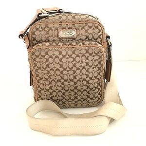 COACH Signature Logo Crossbody Vintage Brown Tan Purse Bag
